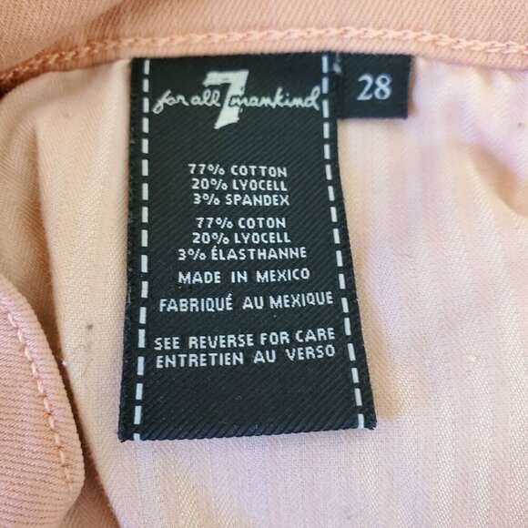 7 For All Mankind Ankle Guenivere Jeans Pink 28 Stretch Slim Fit Womens Pants - Picture 6 of 12